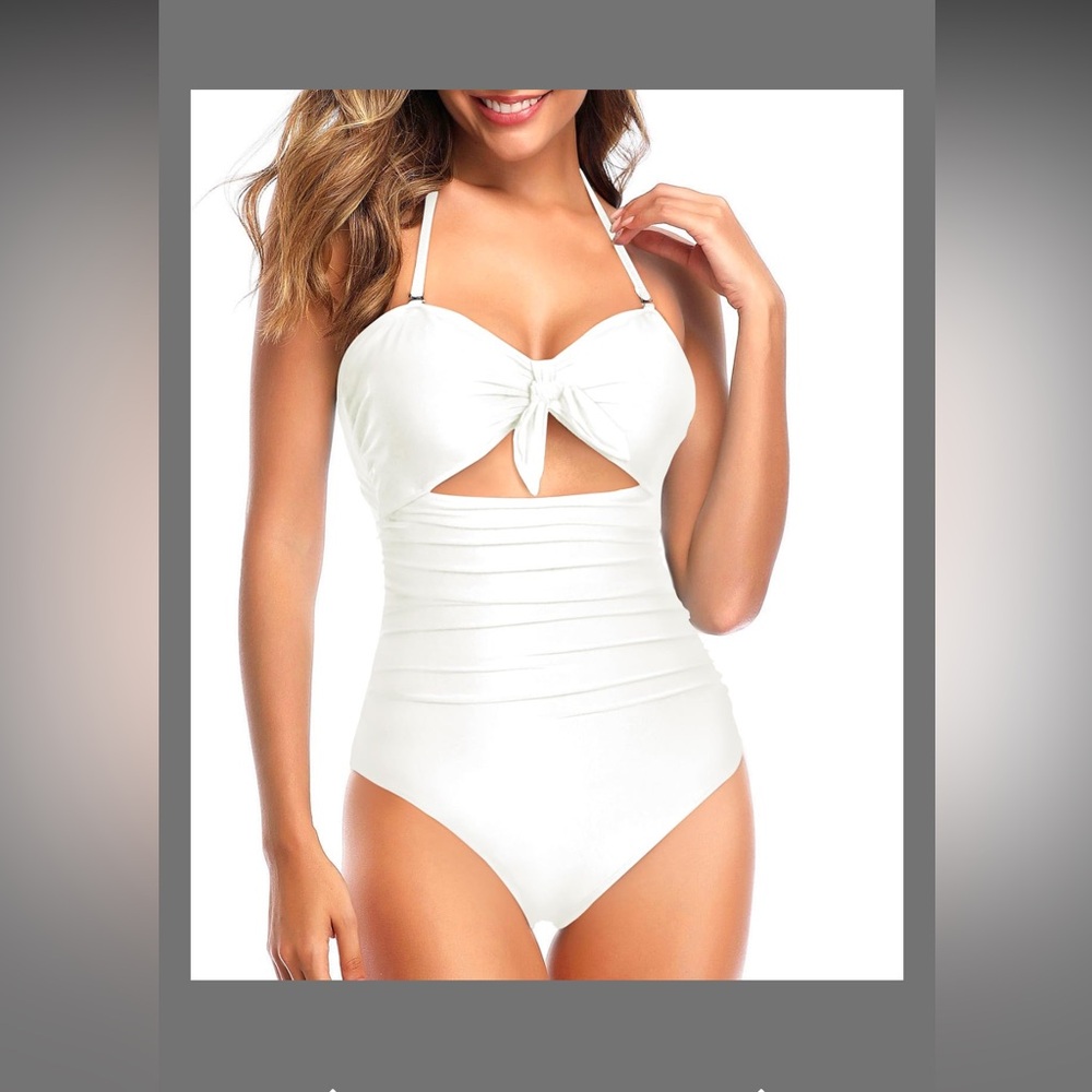 Tempt Me Women White Sexy Cutout One Piece Swimsuits Tummy Control